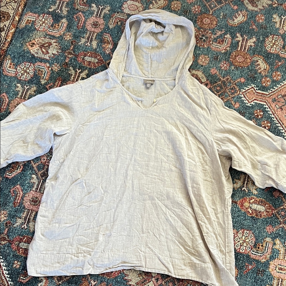 J. Jill Gray Striped Hooded Top